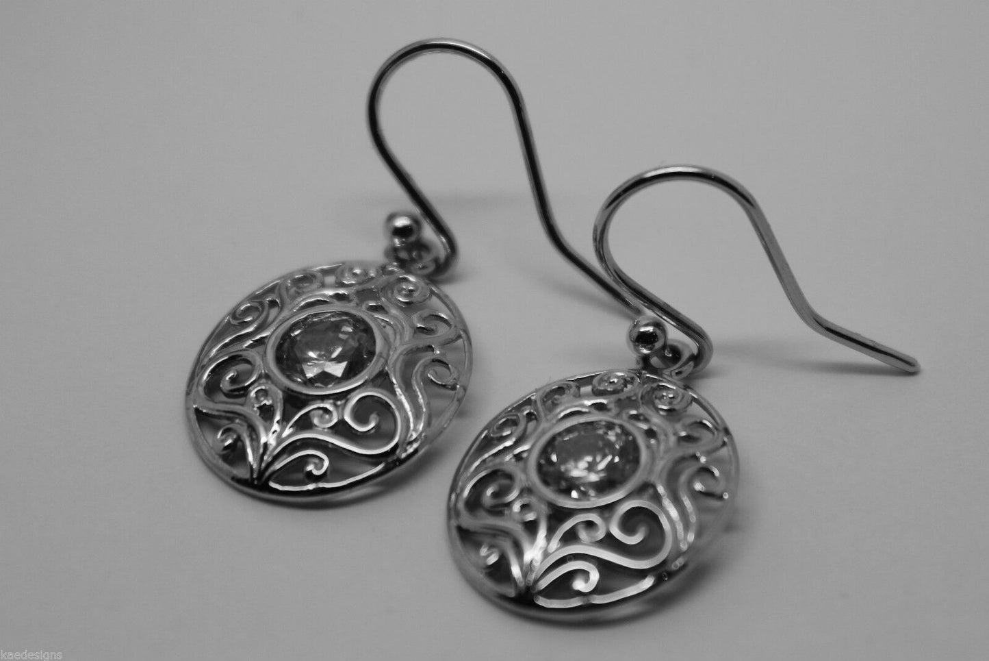 9ct 9k 375 Yellow, White, or Rose Gold Cubic Zirconia Oval Filigree Hook Earrings