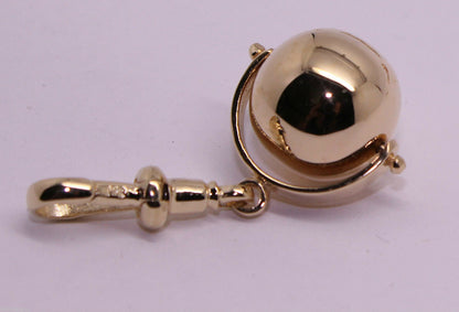 Genuine 9ct Yellow or Rose or White Gold Plain 14mm Ball Spinner with Swivel Clasp