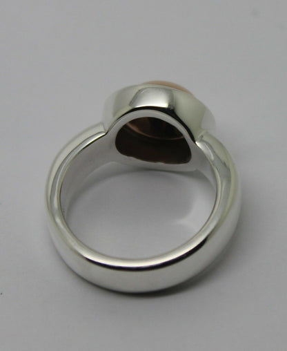 Genuine Sterling Silver & 9ct Rose Gold 375 Half Ball Ring - Choose your size