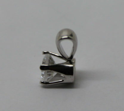 GENUINE New 9ct White Gold Claw-set Round small delicate 4mm Cubic pendant