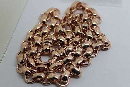 Genuine 9ct Yellow, Rose or White Gold 375,Solid Heavy Oval Belcher Necklace Chain 60grams 60cm