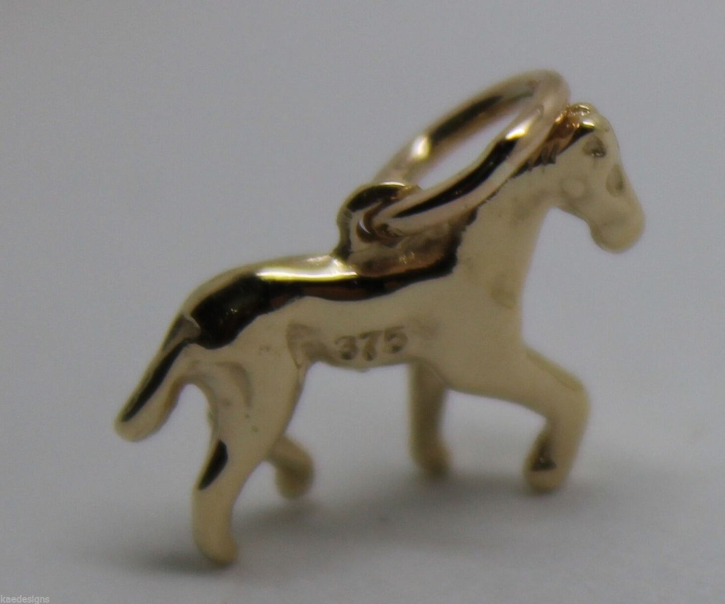 Genuine 9ct Yellow or Rose or White Gold Small 3D Horse Pendant or Charm