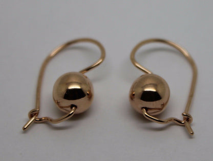 Kaedesigns Genuine 9ct 9k 375 Yellow, Rose or White Gold 8mm Plain Ball Drop Earrings