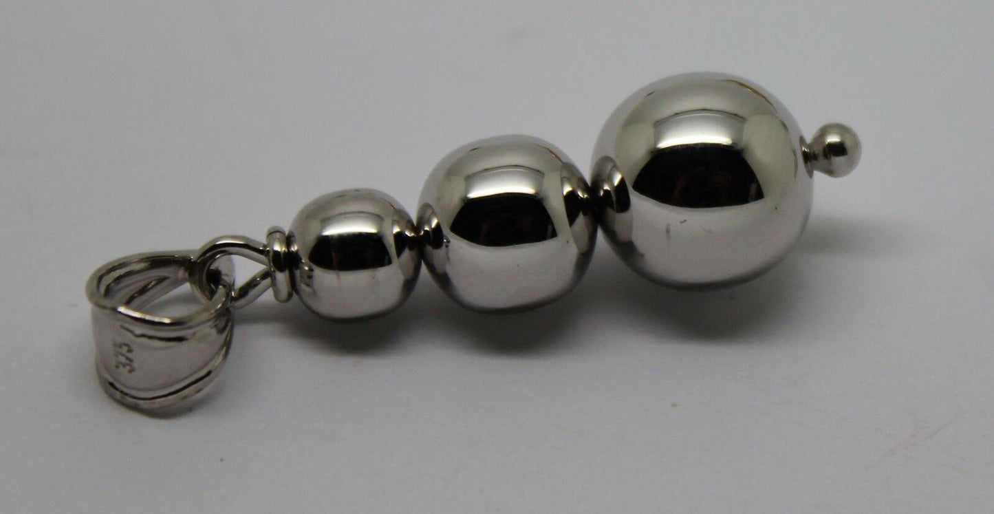 Genuine 9ct Genuine White Gold 3 Three Ball Drop Pendant *