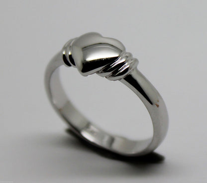 Genuine 9ct 9k Small Solid White Gold Heart Signet Ring - Ring size F