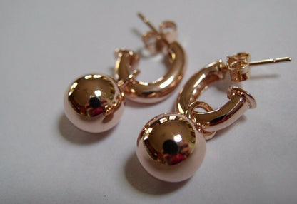 Kaedesigns Genuine Heavy 9ct 9kt Yellow, Rose or White Gold 14mm Belcher Ball Drop Earrings