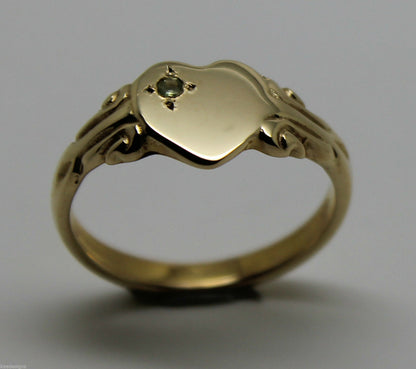 Size Q August Birthstone 9ct 9k 375 Yellow, Rose or White Gold Green Peridot Stone Heart Signet Ring