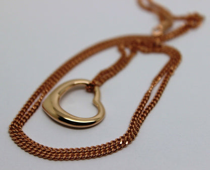 Genuine 9ct 9kt Rose Gold / 375 Belcher Chain Necklace 44cm + Heart Pendant