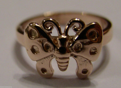 Genuine Solid 9ct White Or Rose Or Yellow Gold Butterfly Ring Choose Size