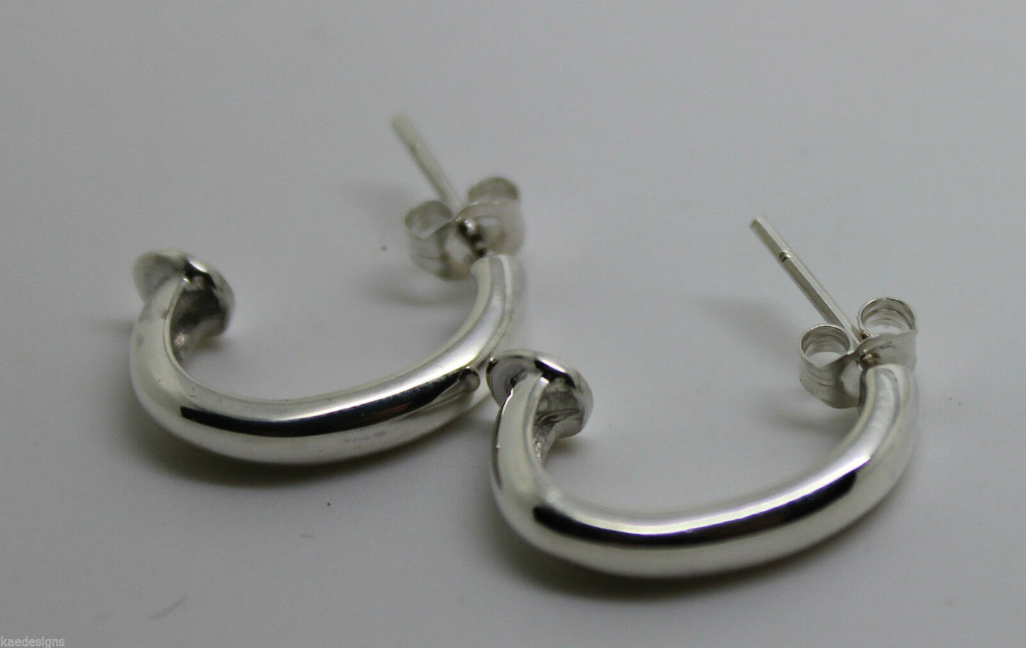 Genuine Sterling Silver 925 C Stud Earrings Butterfly Backs