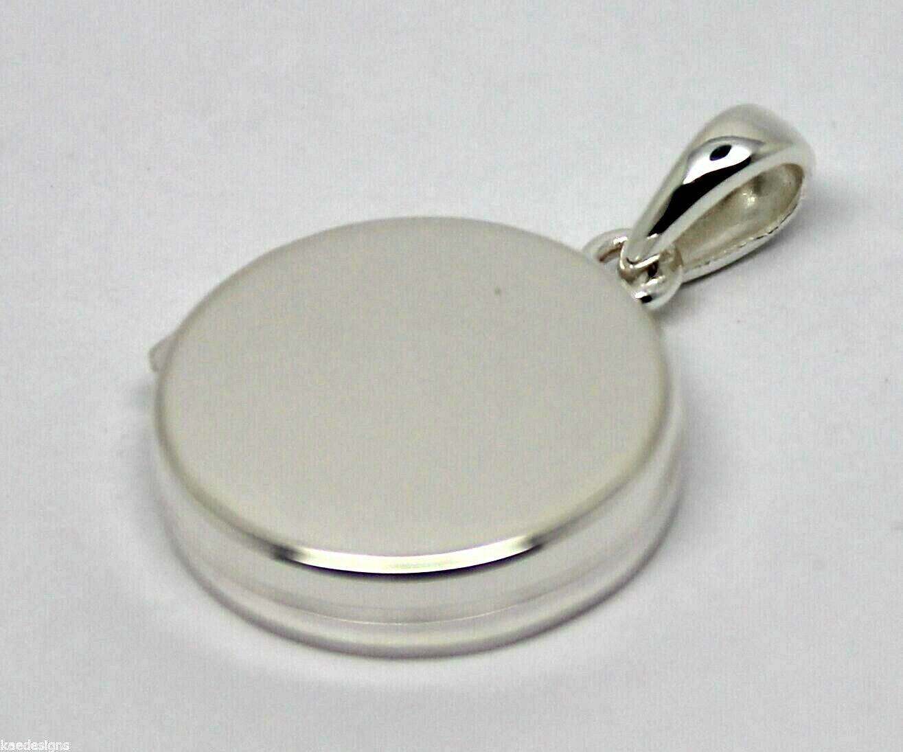 Genuine Sterling Silver 925 Small Flat Round Plain Locket With 2 Photos