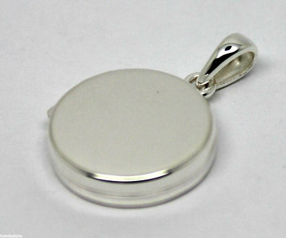 Genuine Sterling Silver 925 Small Flat Round Plain Locket With 2 Photos