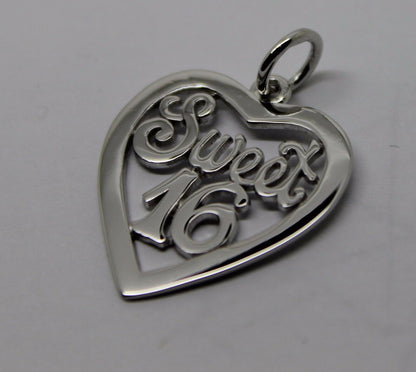 Kaedesigns Genuine 9ct Yellow or Rose or White Gold or Silver Sweet 16 Pendant