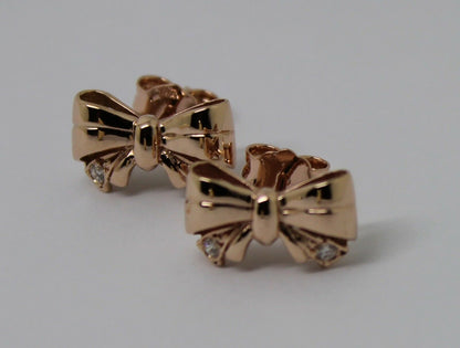 Genuine 9ct Yellow, Rose or White Gold Butterfly Stud Earrings Set With Four Genuine Diamonds