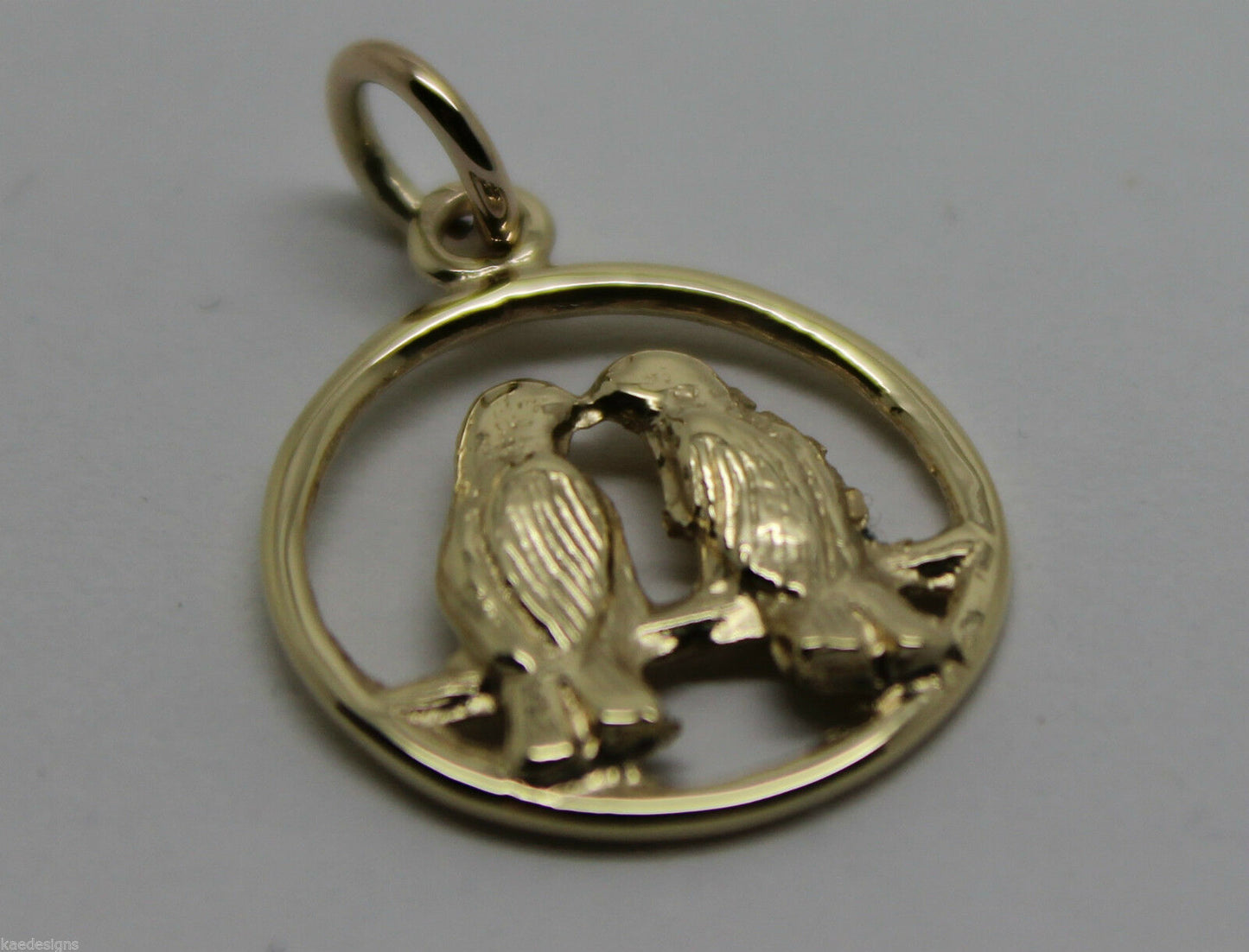 Genuine 9ct Yellow or Rose or White Gold or Silver Lovebirds Love Birds Pendant