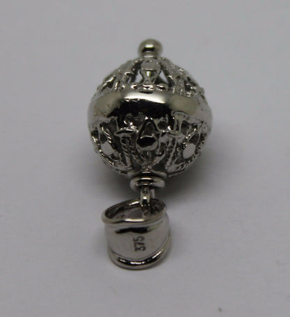 Genuine 9ct 9kt White Gold 12mm Filigree Ball Pendant
