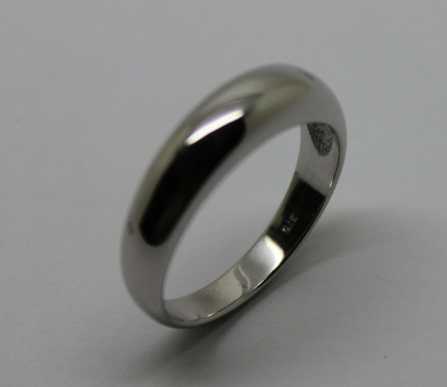 Size P Genuine 9ct White Gold Full Solid 5mm Dome Ring