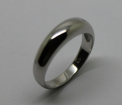 Size P Genuine 9ct White Gold Full Solid 5mm Dome Ring