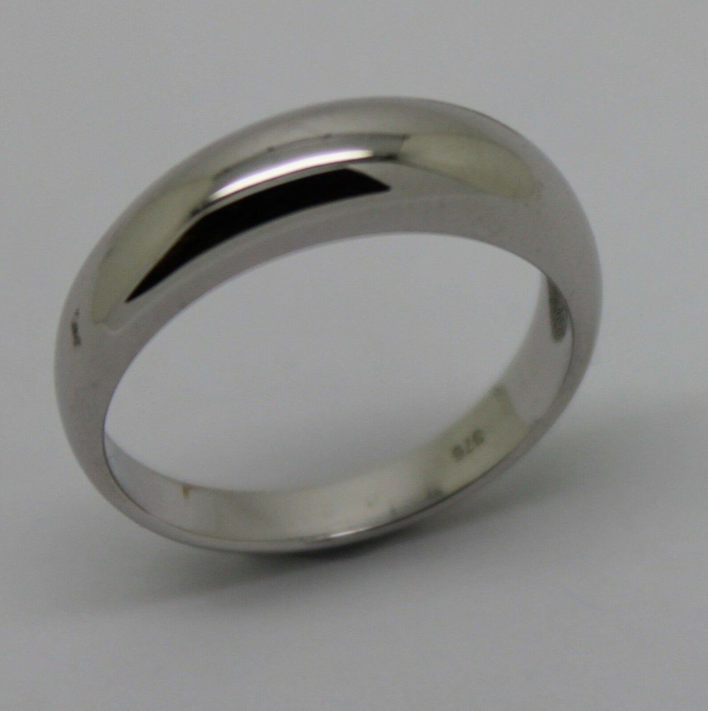 Size P Genuine 9ct White Gold Full Solid 5mm Dome Ring