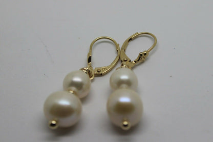 Genuine 9ct 9k 375 Yellow or Rose Gold 6mm & 8mm White Pearl Continental Clip Earrings