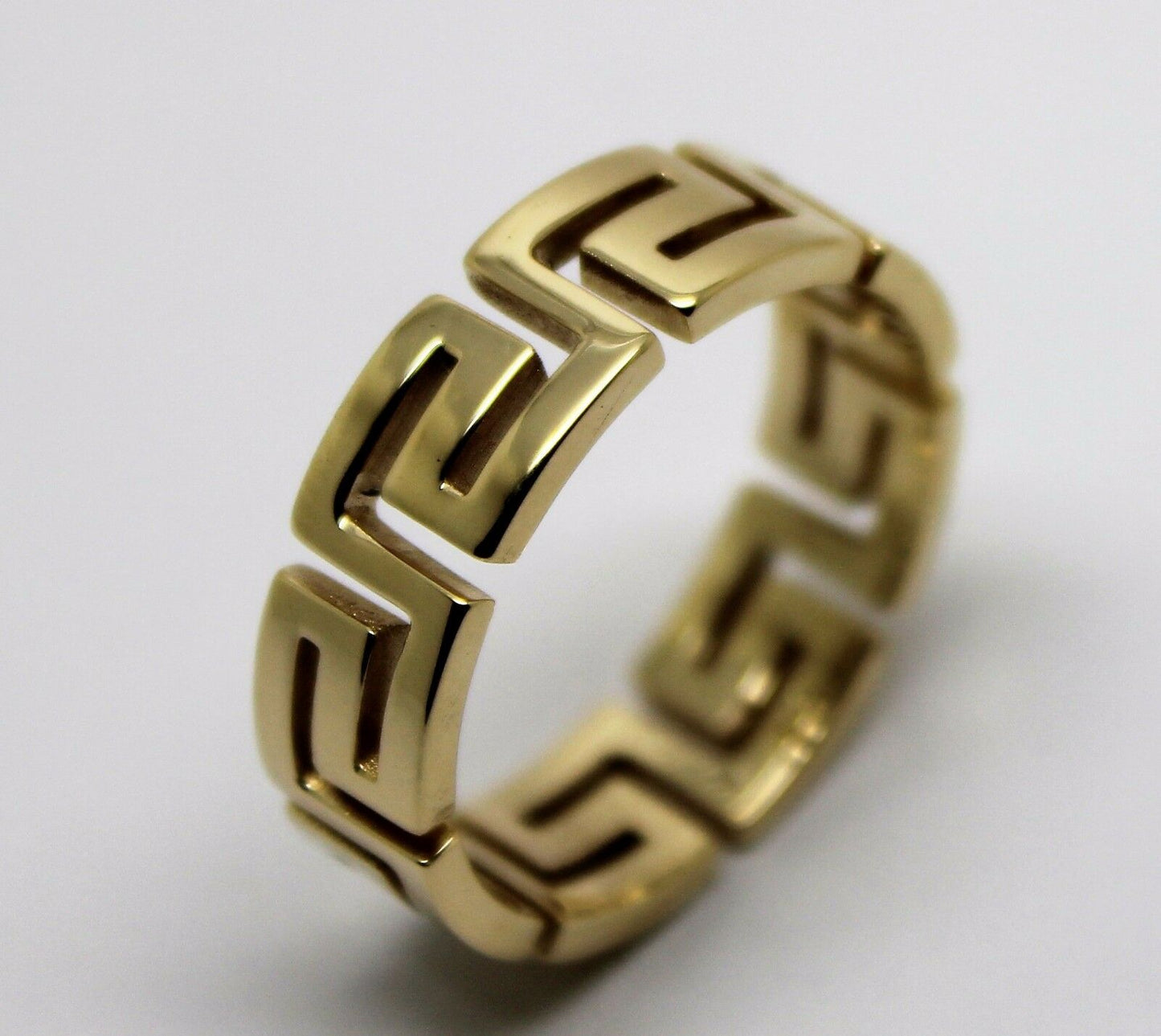 Genuine Size R / 8 5/8 Solid 9ct 9k Heavy Yellow, Rose or White Gold Greek Key Ring