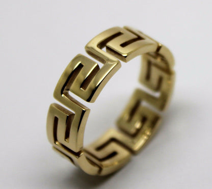 Genuine Size R / 8 5/8 Solid 9ct 9k Heavy Yellow, Rose or White Gold Greek Key Ring