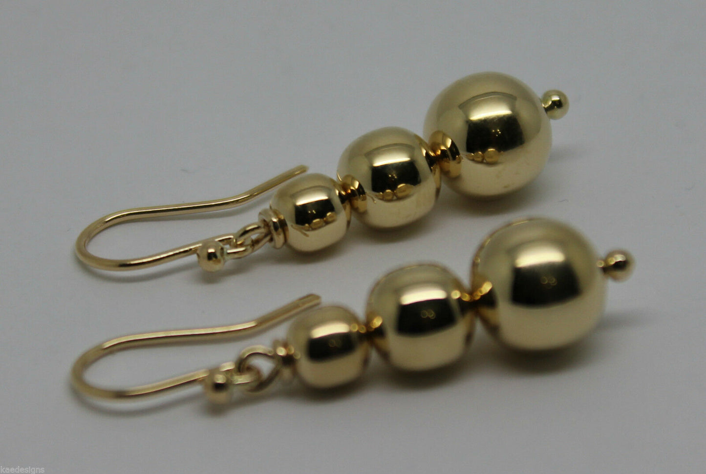 Kaedesigns 9ct 9k 375 Yellow Or White Or Rose Gold 375 Three Ball Drop Ball Earrings
