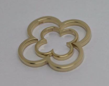 Genuine Solid 9ct 9kt Yellow, Rose or White Gold Small And Large Four Leaf Clover Pendant