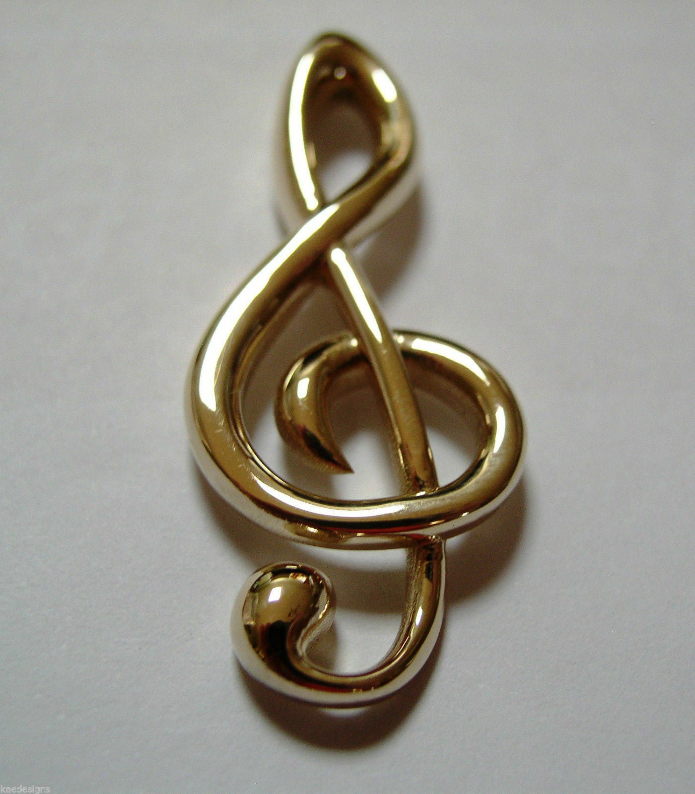 Heavy Solid 9ct Yellow or Rose or White Gold Treble Clef Music Note pendant