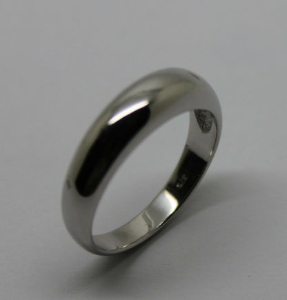 Size P Genuine 9ct White Gold Full Solid 5mm Dome Ring