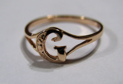 Genuine Delicate 9ct 375 Yellow, Rose or White Gold Initial Ring G