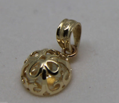 Genuine Solid 9ct Yellow Or Rose Or White Gold Half Ball Filigree Flower Pendant