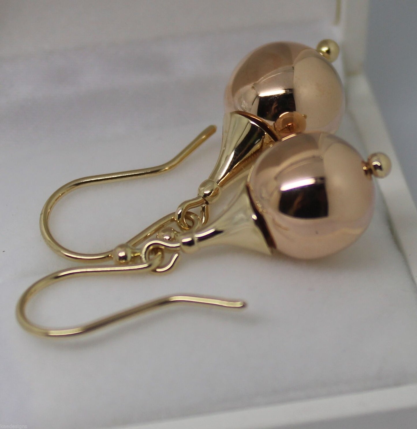 Genuine 9ct 9k 375 Yellow & Rose Gold 12mm Ball Earrings