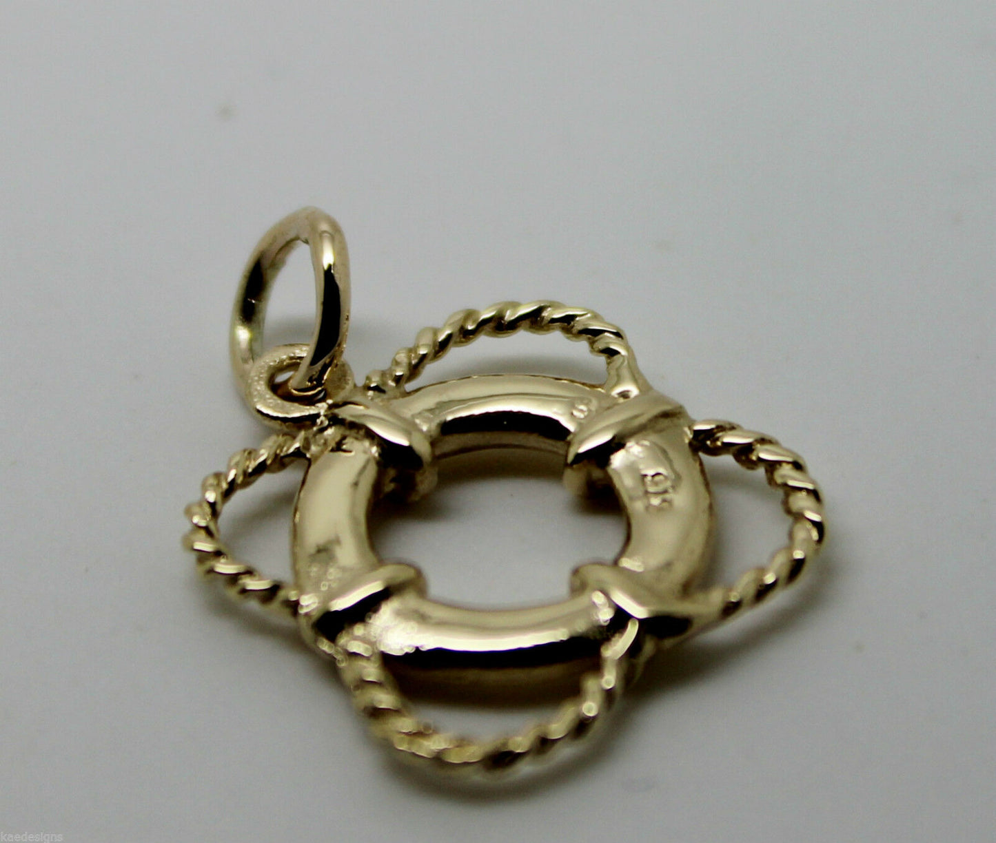 Genuine 9ct 9k 375 Yellow or Rose or White Gold Life Ring Nautical Pendant