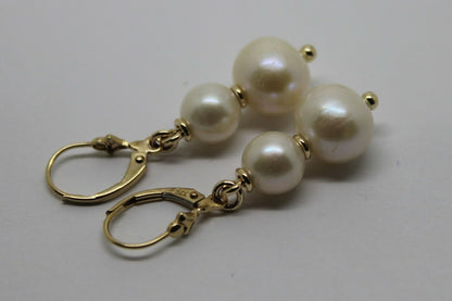 Genuine 9ct 9k 375 Yellow or Rose Gold 6mm & 8mm White Pearl Continental Clip Earrings