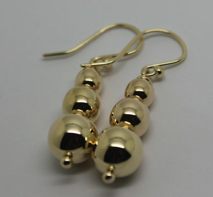 Kaedesigns 9ct 9k 375 Yellow Or White Or Rose Gold 375 Three Ball Drop Ball Earrings