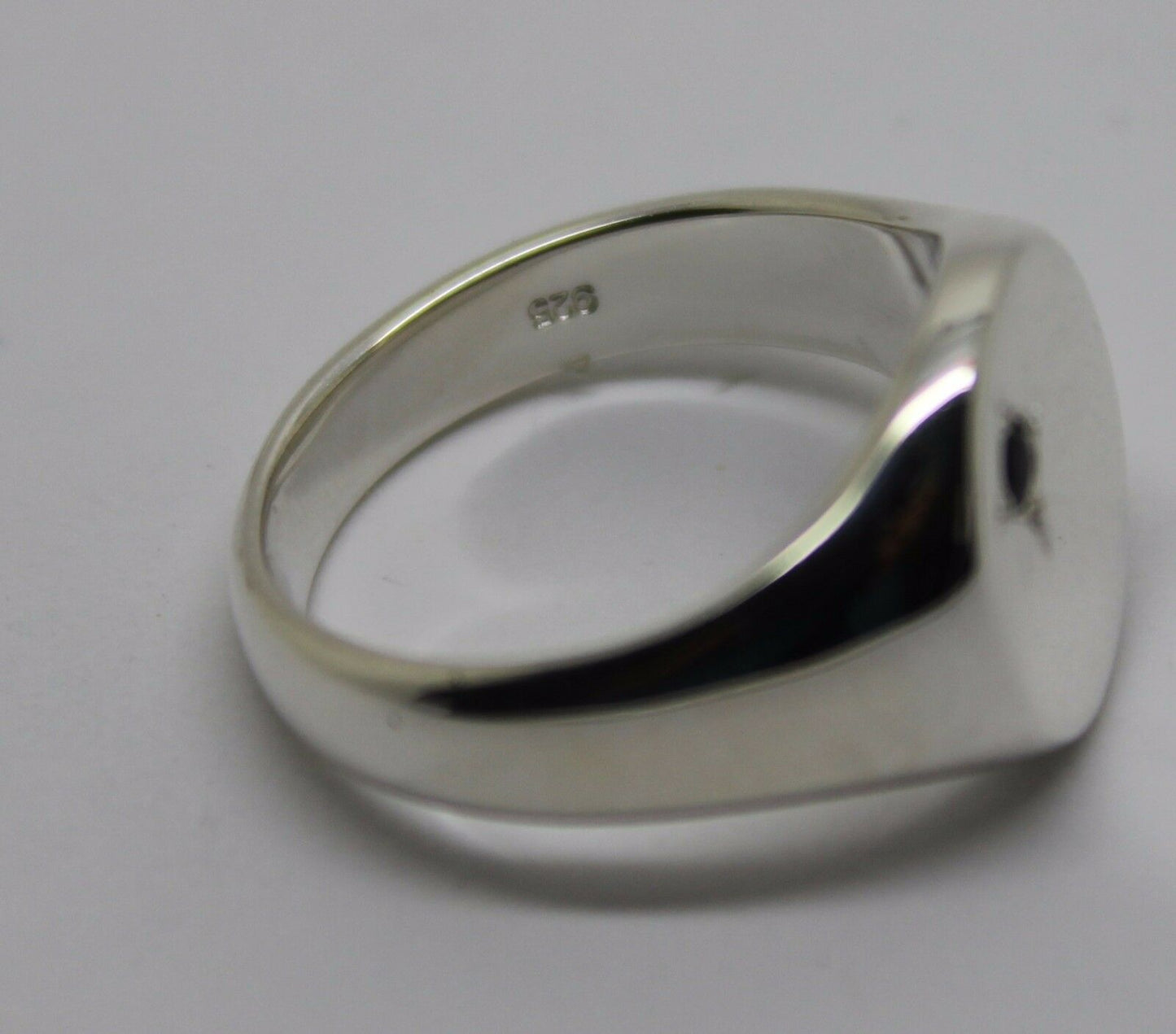Genuine Solid Sterling Silver 925 Oval Black Sapphire Signet Ring - Choose your size