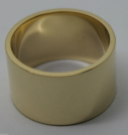 Genuine Solid 9ct 9k Rose Or Yellow Or White Gold 12mm Wide Flat Band Ring Size O