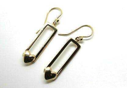 Genuine 9ct 9k 375 Yellow, Rose or White Gold Heart Drop Hook Earrings