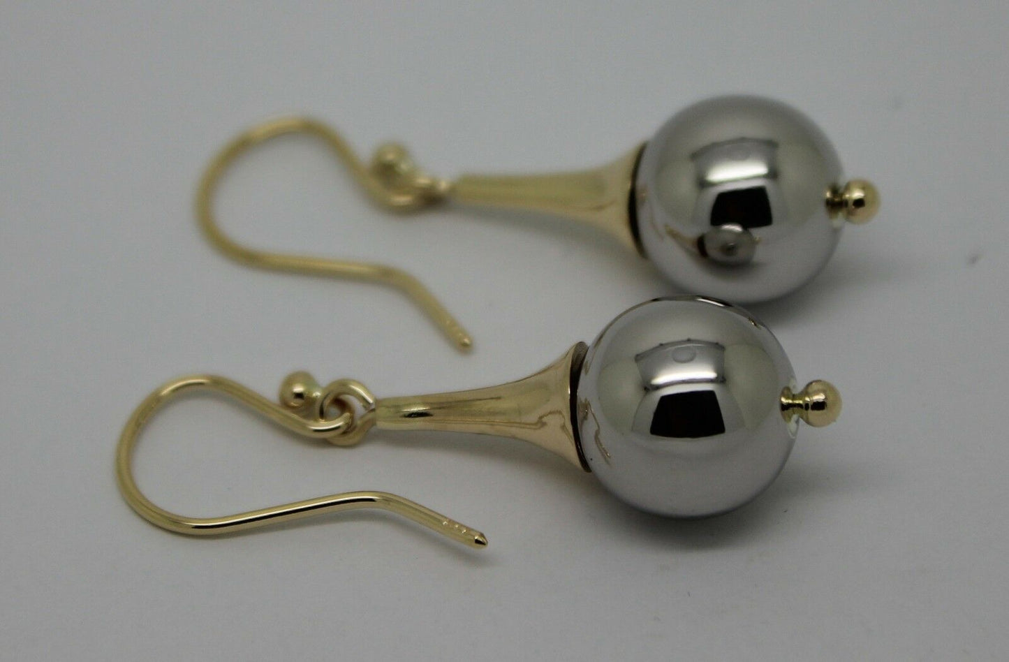 Genuine 9ct 9k 375 Two Tone Yellow & White or Rose & White Gold 12mm Ball Drop Earrings