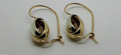Genuine 9ct 9k 375 Yellow & White Gold Spinning Oval Belcher Earrings