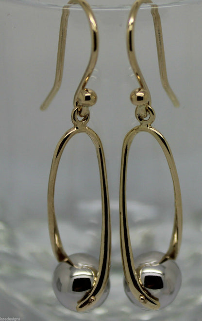 Kaedesigns Genuine 9ct 9kt 375 Yellow & White Gold 8mm Ball Drop Earrings
