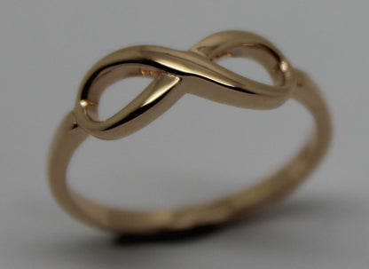 Genuine New 9ct 9k 375 Yellow, Rose or White Gold Solid Infinity Ring Size S / 9 1/8