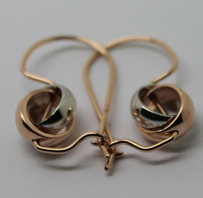 Kaedesigns Genuine 9ct 9k 375 10mm Rose White Gold Belcher Spinning Earrings