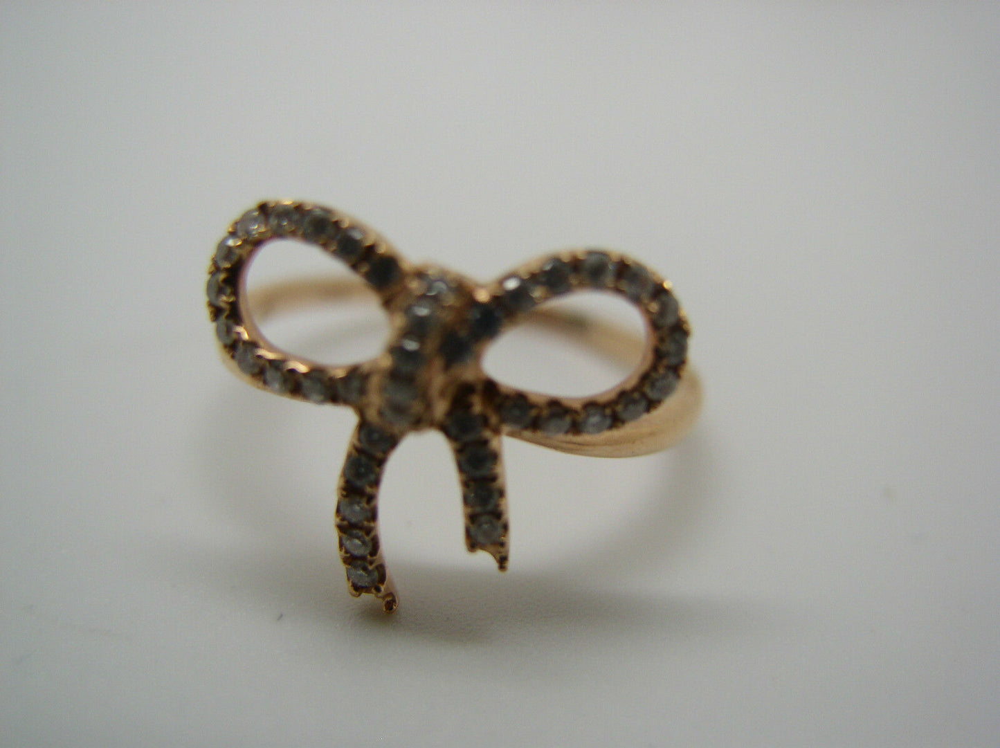 Genuine New 18ct Delicate Rose Gold Diamond Bow Ring