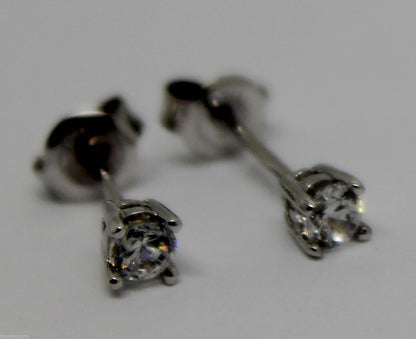 Kaedesigns Genuine New 9ct White Gold Claw-set Round 3mm C Z Stone Stud Earrings
