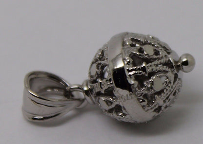 Genuine 9ct 9kt White Gold 12mm Filigree Ball Pendant