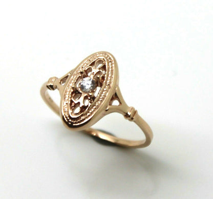 Kaedesigns Genuine 9ct 9k Yellow, Rose or White Gold Delicate White Sapphire Filigree Ring
