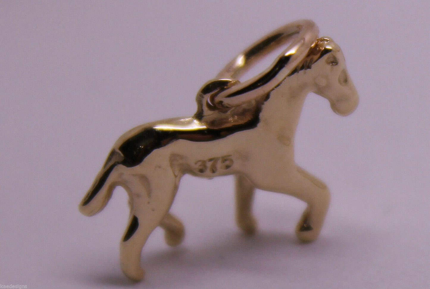 Genuine 9ct Yellow or Rose or White Gold Small 3D Horse Pendant or Charm
