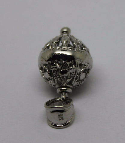 Genuine 9ct 9kt White Gold 12mm Filigree Ball Pendant